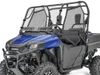 Spike Powersports dual venting windshield installed on a blue Honda Pioneer 700, front three-quarter view