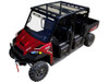 Red Polaris Ranger XP1000 Crew on white with the Spike Powersports tinted roof fitted, front three-quarter view