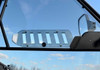 Close-up of the vent slot panel in the SuperATV door window of the Polaris Ranger Crew seen from inside