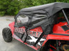 3 Star full cab enclosure soft doors on a red Arctic Cat Wildcat 4, close-up of the zip door and window