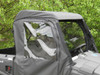 3 Star full cab enclosure on a Kymco 450i, close-up of the black soft door with clear vinyl window, side view