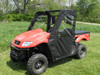 3 Star full cab enclosure for hard windshield on a red Kymco 500i, front three-quarter view with zip door