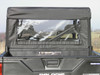 Rear view of the 3 Star clear vinyl rear window and soft top on the Polaris Ranger 570-4, seen over the bed
