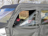 Close-up of the 3 Star cab enclosure soft doors on a Polaris Ranger 900 Crew with the front door window unzipped