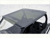 Spike Powersports tinted roof on a Can Am Maverick Trail, top-down close view of the smoked panel in snow
