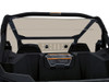 Straight rear view of the Spike Powersports tinted rear shield and vent panel on the Can-Am Maverick cage above the bed