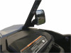 Extreme Metal Products folding side mirror seen from inside a Can-Am Maverick Trail, showing the pivot mount