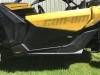 Extreme Metal Products lower door set installed on a yellow Can-Am Maverick X3, side view of the black lower door panel
