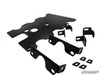 Angled view of the SuperATV Polaris Ranger frame stiffener plate with its brackets and spacers
