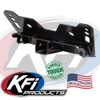 KFI plow mount bracket from the 66-inch Pro-Poly plow system for Linhai, black steel with receiver tube, angled view