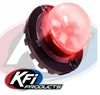 KFI LED strobe light with red dome lens and black round base, angled view