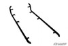 Pair of SuperATV Polaris General-4 nerf bars on white, black steel tubes with mounting tabs