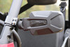 Seizmik Pursuit side-view mirror clamped to a roll cage bar, seen from behind showing the logo housing