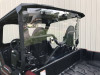 Extreme Metal Products clear cab back panel installed behind the seats of a maroon Yamaha Wolverine X2, rear view