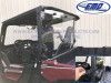 Side view of the Extreme Metal Products cab back on the Yamaha Wolverine X2 with an inset photo of the mounting strap