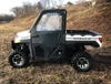 Spike full door kit installed on a white Polaris Ranger XP 1000, side view with the soft upper window closed