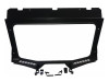 Extreme Metal Products YXZ glass windshield in its black steel frame with clamp brackets, shown on white