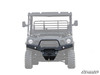 SuperATV winch ready front bumper shown in black on a grayed-out Kawasaki Mule Pro, front view rendering