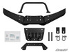 SuperATV Can-Am Defender diamond plate front bumper kit laid out with brackets, D-rings and hardware bag