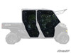 SuperATV full cab enclosure, four doors with tinted windows shown on a faded Can-Am Defender Max outline, side view