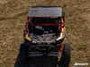 Overhead rear view of the SuperATV aluminum roof covering the cab of a Can-Am Maverick X3