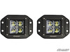 SuperATV 3-inch LED recessed cube lights, pair of black flush mount pods with four LEDs each, front view on white