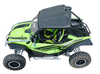 Spike fender flares on a green Honda Talon 1000R with roof and rock sliders, overhead front three-quarter view on white