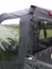 Rear corner close-up of the 3 Star soft door and rear panel edge on the Arctic Cat Prowler 700, wheel seen through the window