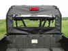3 Star soft back panel on an Arctic Cat Prowler 700 with the rear window rolled open, view from the bed