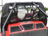 Rear view of the 3 Star soft back panel above the engine vents of a red Arctic Cat Wildcat 4