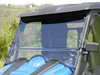 Small front view of the 3 Star two-piece windshield on a blue side-by-side with a black roof