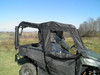Rear three-quarter view of the 3 Star enclosure rear window and rear passenger door on the green Honda Pioneer 700-4