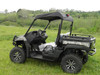 Side profile of a camo John Deere Gator 550 with the 3 Star soft top stretched over the cab frame
