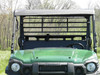 Front view of a green side-by-side with a hard top and open cab, no 3 Star enclosure panels installed
