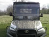 3 Star two-piece windshield installed on a camo Kubota RTV X1140, straight front view showing the split panels