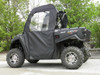 3 Star soft doors kit installed on a black Kymco 450 side-by-side, side view showing the clear door window