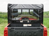 3 Star soft back panel with clear window over the cargo bed of a red Kymco 500, straight rear view