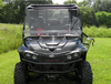 Black side-by-side parked in a field with the 3 Star Intimidator Classic 2-piece windshield in place, front view