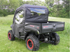 Rear three-quarter view of the 3 Star full cab enclosure rear window and doors on a black side-by-side