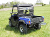 Rear three-quarter view of a blue Massimo 500/700 with the 3 Star soft rear window above the dump bed
