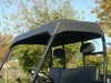 Close-up of the 3 Star soft top from the passenger side front of a Polaris Ranger with mirror and seat