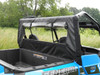 3 Star soft back panel on a blue Polaris General with the clear window rolled up and the panel zipped, rear view
