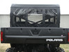 Black 3 Star soft back panel with vinyl windows installed on a Polaris Ranger Crew 700, rear view