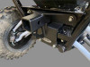Extreme Metal Products 2-inch receiver hitch bolted under the rear of a Kawasaki Teryx KRX, low rear view by the tire