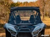 Straight-on front view of the Kawasaki Teryx KRX 1000 showing the SuperATV full windshield and centered top vent