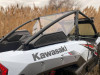 Extreme Metal Products clear cab back installed behind the seats of a white Kawasaki Teryx KRX 1000, rear side view