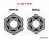 Top-down comparison of the SuperATV Rhino 2.0 CV cage and spider against the standard Rhino joint