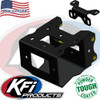 Black KFI winch mount plate for Polaris Sportsman with separate fairlead bracket, on white