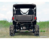 Rear view of a Yamaha Wolverine lifted with the SuperATV 2-inch lift kit, mud tires in a grassy field