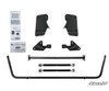 SuperATV lift kit sway bar, end links, steel mounting brackets and hardware bags laid out on white